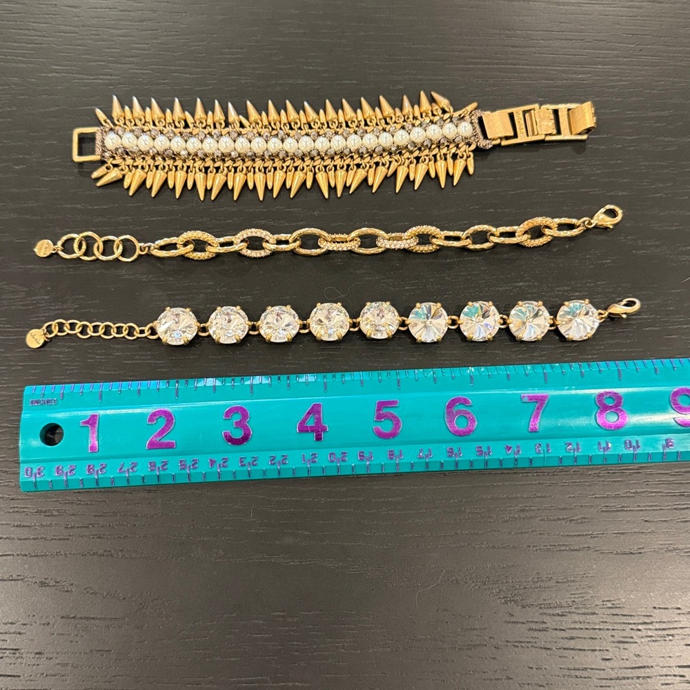 Stella & Dot Gold-Tone Crystal, Pearl & Spike Bracelets
